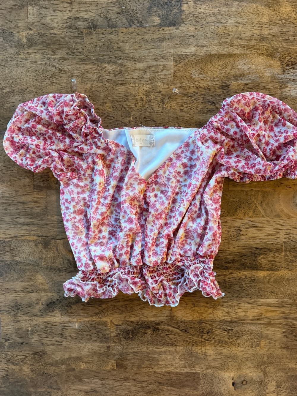 Altar'd State Pink Floral Ruffle Top